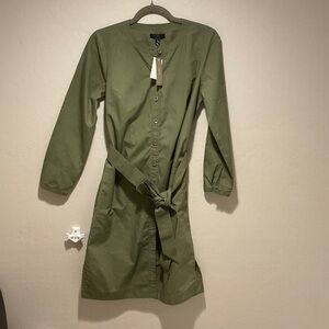 J Crew Olive Green Button-Up Dress